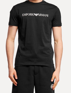 Camiseta Emporio Armani Masculina Essential Logo Peito Chest Preta