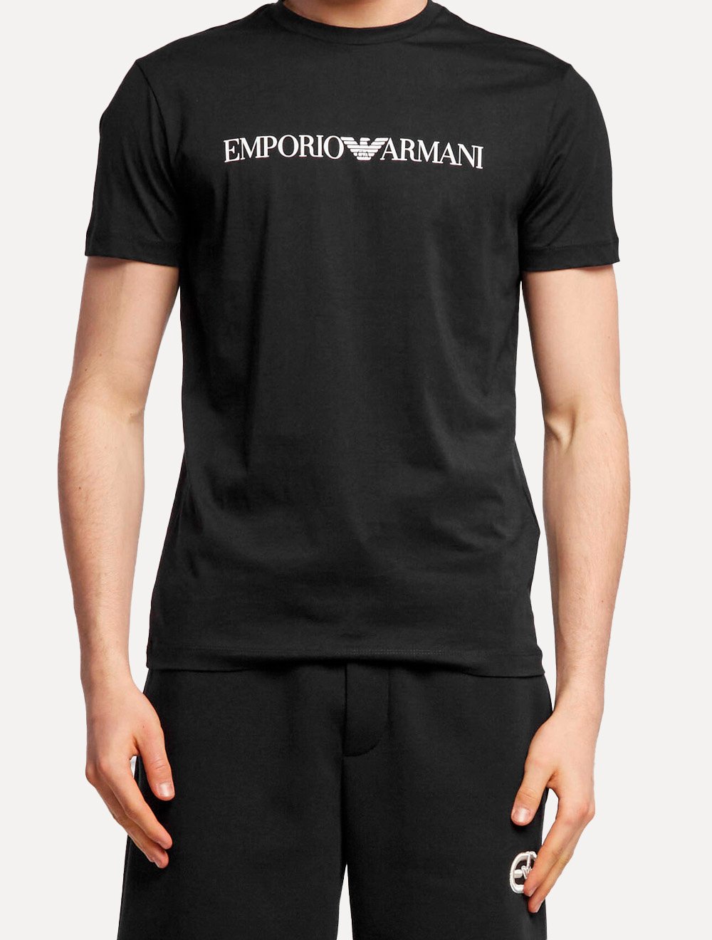 Camiseta Emporio Armani Masculina Essential Logo Peito Chest Preta