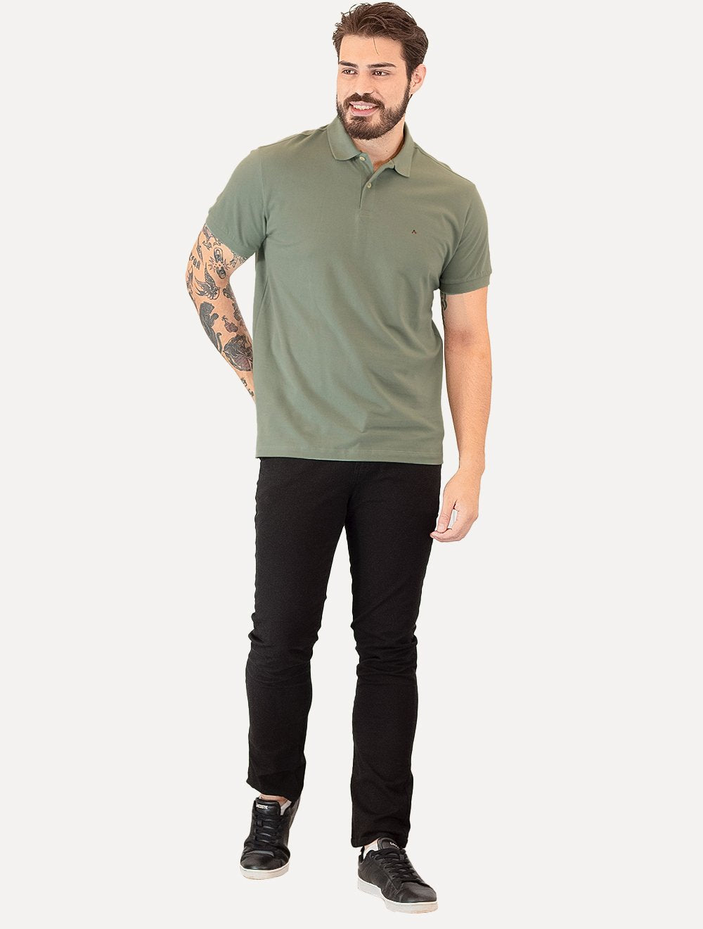 Polo Aramis Masculina Regular Basic Piquet Dark Verde Sálvia