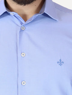 Camisa Dudalina Masculina Slim Superfine Cotton Light Lisa Azul Médio