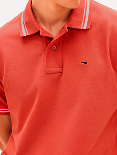 Polo Tommy Jeans Masculina Piquet Regular Tipped Laranja