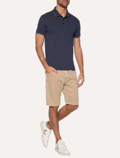 Polo Ellus Masculina Piquet Classic Easa Friso Azul Marinho