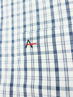 Camisa Aramis Masculina Regular Pocket Tricoline Xadrez Azul/Branca