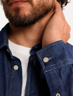 Camisa Reserva Masculina Jeans Easy Oxford Denim Azul Índigo