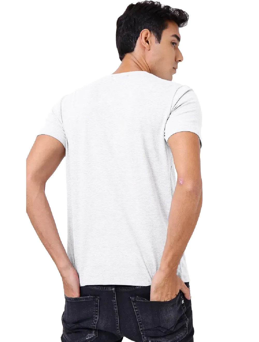 Camiseta Replay Masculina C-Neck Brand Stripes Branca