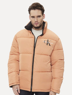 Jaqueta Calvin Klein Jeans Dupla Face Puffer Reversible 90's Laranja/Preta