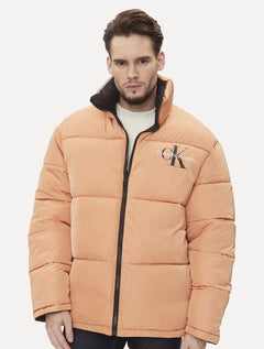 Jaqueta Calvin Klein Jeans Dupla Face Puffer Reversible 90's Laranja/Preta