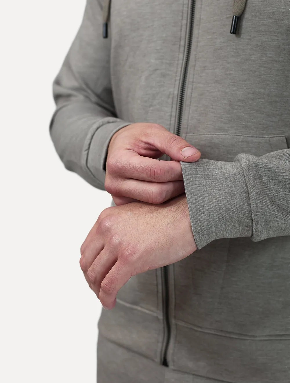 Conjunto Dixen Agasalho com Zíper Frontal Bolso Canguru Cinza Escuro