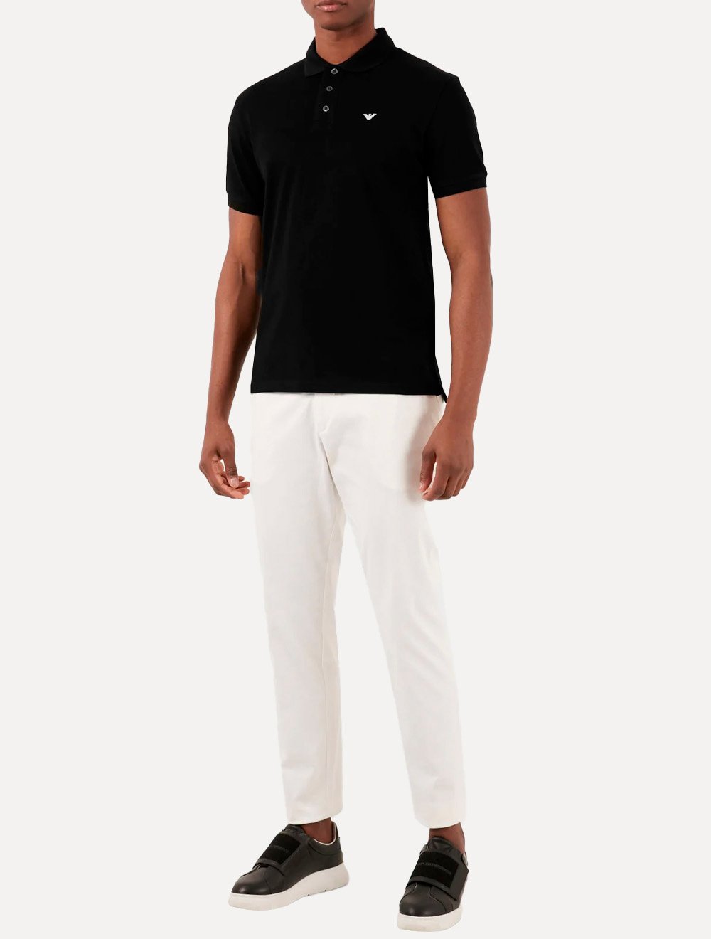 Polo Emporio Armani Masculina Piquet Essential Micro Águia Preto