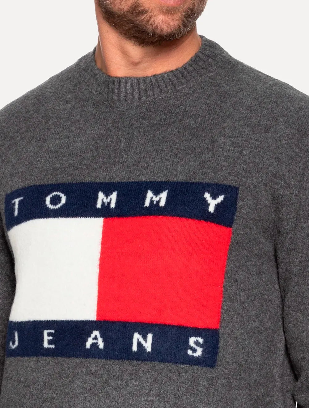 Blusa Tommy Hilfiger Masculina  Regular Melange Flag Chumbo