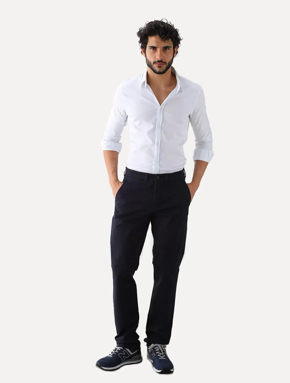 Calça Lacoste Masculina Sarja Chino Slim Fit New Classic Azul Escuro