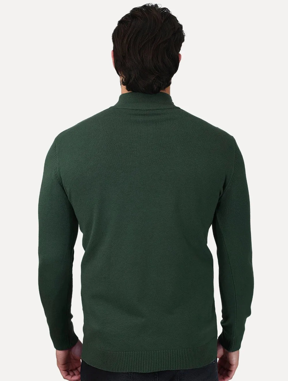 Suéter Dixen Masculina Tricot Manga Longa com Ziper Frontal Verde