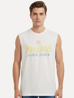Regata John John Masculina Relaxed Fit Tropical Branca