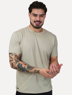 Camiseta K&J Black Masculina Slim Pima Cotton Premium Areia