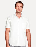 Camisa Aramis Masculina Manga Curta Tricoline Stretch Pocket Mono Branca