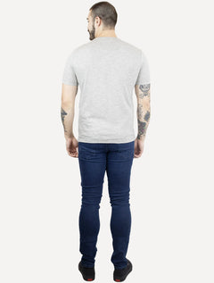 Camiseta Calvin Klein Masculina Flame Bordado CK Cinza Mescla