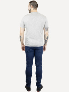 Camiseta Calvin Klein Masculina Flame Bordado CK Cinza Mescla