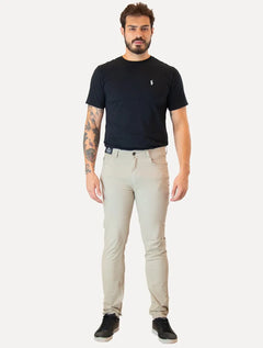 Calça Ellus Sarja Color Twill Slim Cinza Claro