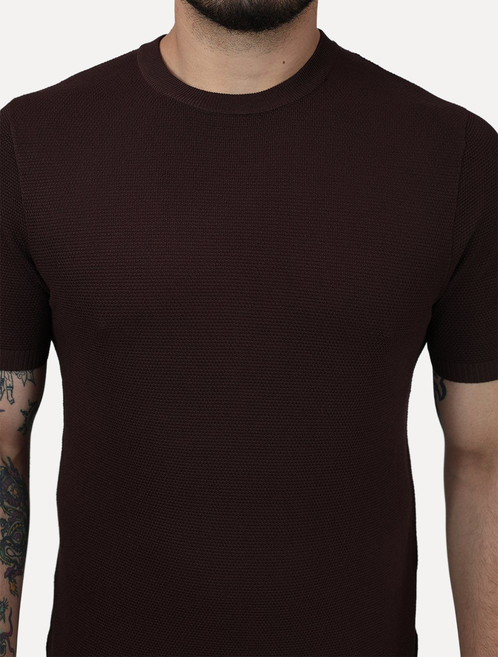 Camiseta Dixen Masculina Tricot Manga Curta Gola Careca Marrom