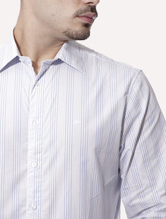 Camisa Ellus Masculina Slim Tricoline Oregon Anatomic Listrada Branca