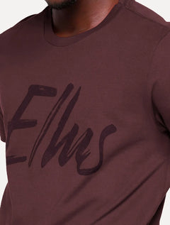 Camiseta Ellus Masculina Maxi Logo Classic Brush Bordô