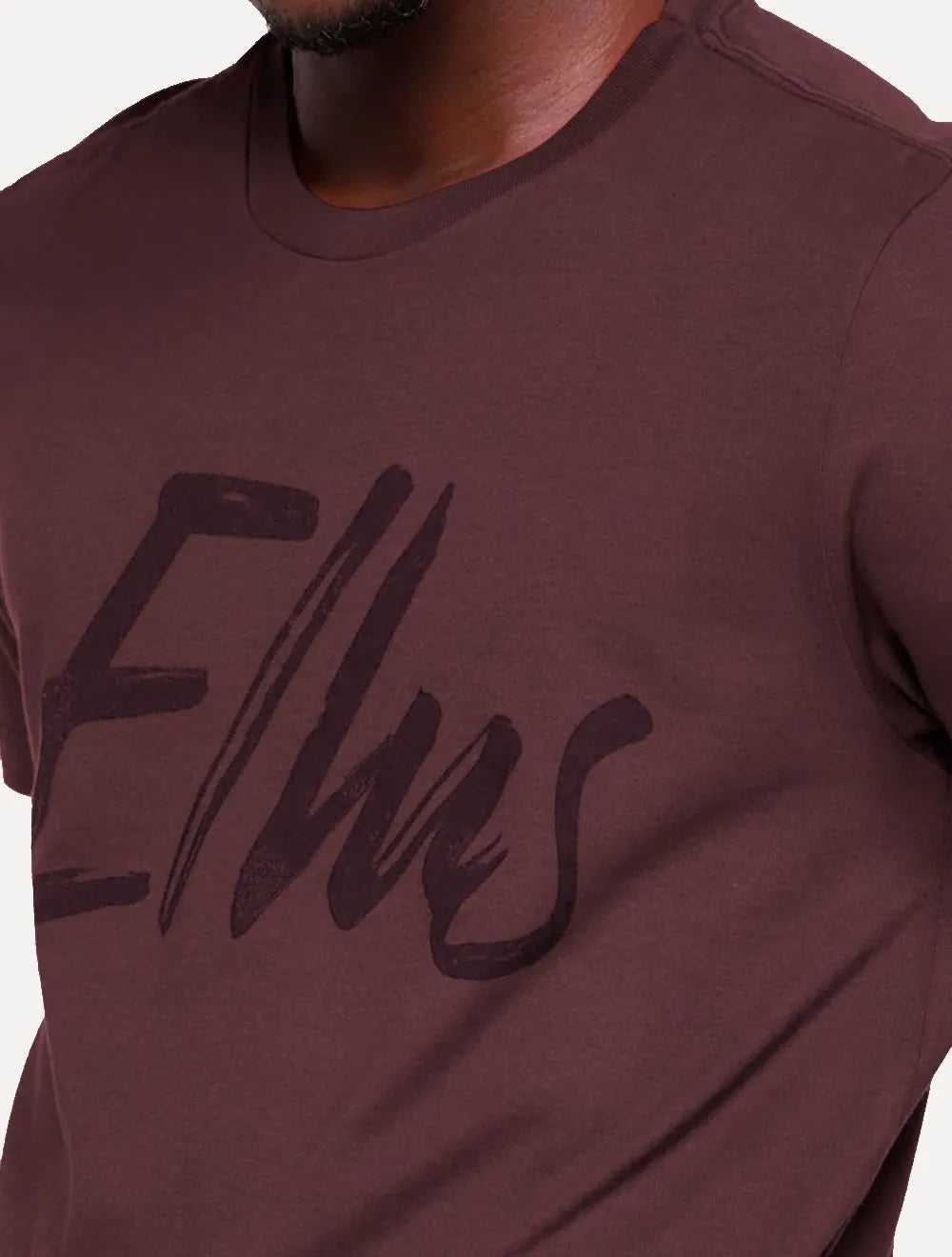 Camiseta Ellus Masculina Maxi Logo Classic Brush Bordô