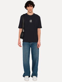 Camiseta Armani Exchange Masculina Regular Fit Small Logo Icon Azul Escuro