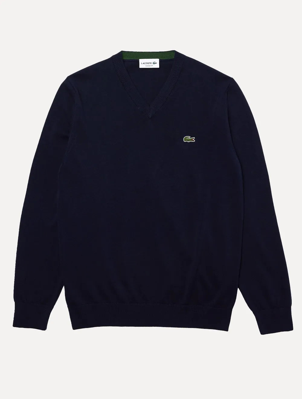 Suéter Lacoste Masculino Classic Fit Gola V Logo Azul Marinho