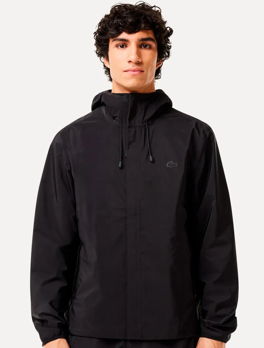 Jaqueta Lacoste Masculina Hoodie Waterproof Track Sport Preta