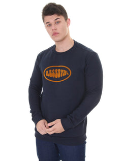 Moletom Reserva Masculino Crewneck Estampa Flocada Azul Marinho