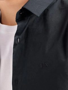 Camisa Armani Exchange Masculina Cotton Slim Fit Mono Logo Azul Marinho