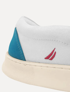 Tênis Nautica Masculino Slip On Lona Branco/Azul Royal