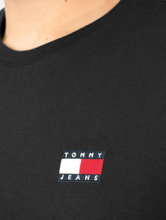 Camiseta Tommy Jeans Masculina Regular Med Flag Badge Preta