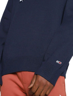 Suéter Tommy Jeans Masculino C-Neck Graphic Flag Sweater Azul Marinho