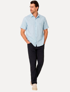 Camisa Dudalina Masculina Slim Superfine Cotton Light Lisa Azul Claro