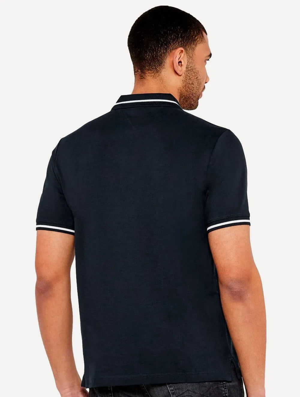 Polo Tommy Jeans Masculina Piquet Regular Tipped Azul Marinho