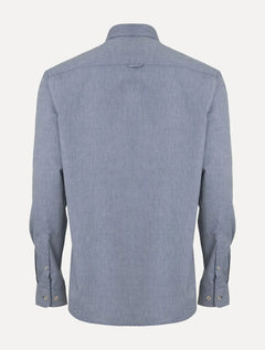 Camisa Dudalina Masculina Slim Lisa Azul Marinho Mescla