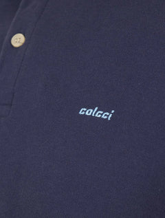 Polo Colcci Masculina Piquet Blue Logo Friso Azul Escuro