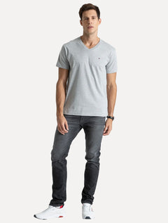 Camiseta Tommy Hilfiger Masculina Essential V-Neck Cinza Mescla