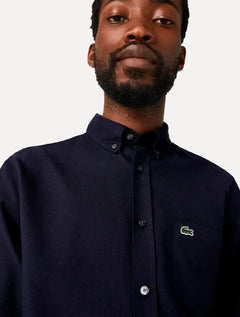 Camisa Lacoste Masculina Regular Oxford Buttoned Collar Azul Marinho