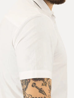 Camisa John John Masculina Manga Curta Slim Logo Branca