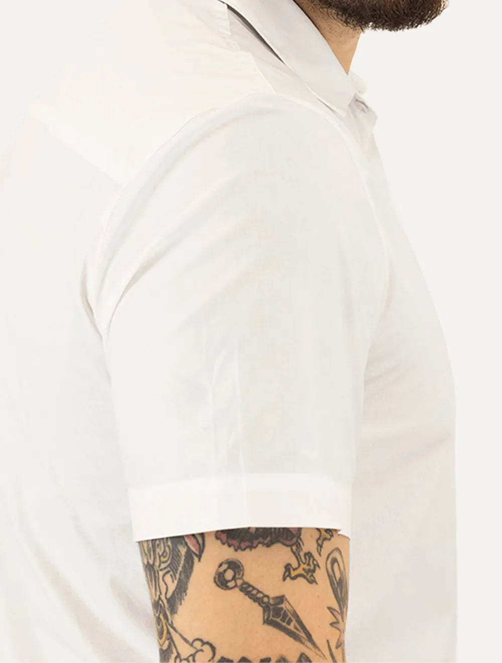 Camisa John John Masculina Manga Curta Slim Logo Branca