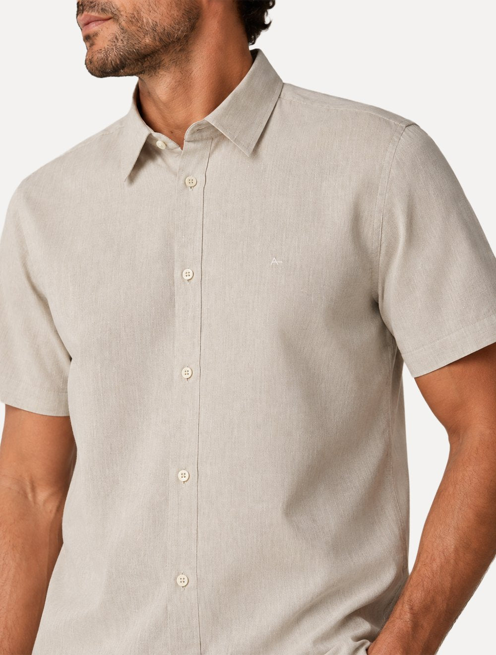 Camisa Aramis Masculina Manga Curta Slim Algodão Willis Areia