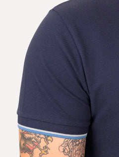 Polo Colcci Masculina Piquet Blue Logo Friso Azul Escuro