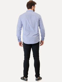 Camisa Aramis Masculina Slim Oxford Button Down Azul Royal Mescla