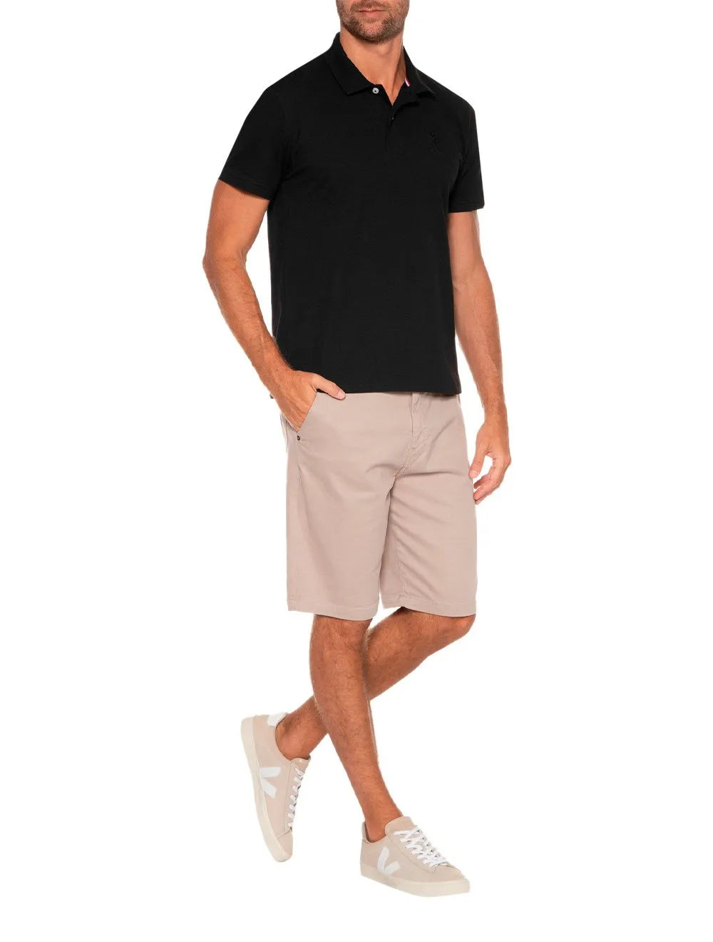 Polo U.S. Polo Assn Masculina Piquet Authentic Black Logo Preta
