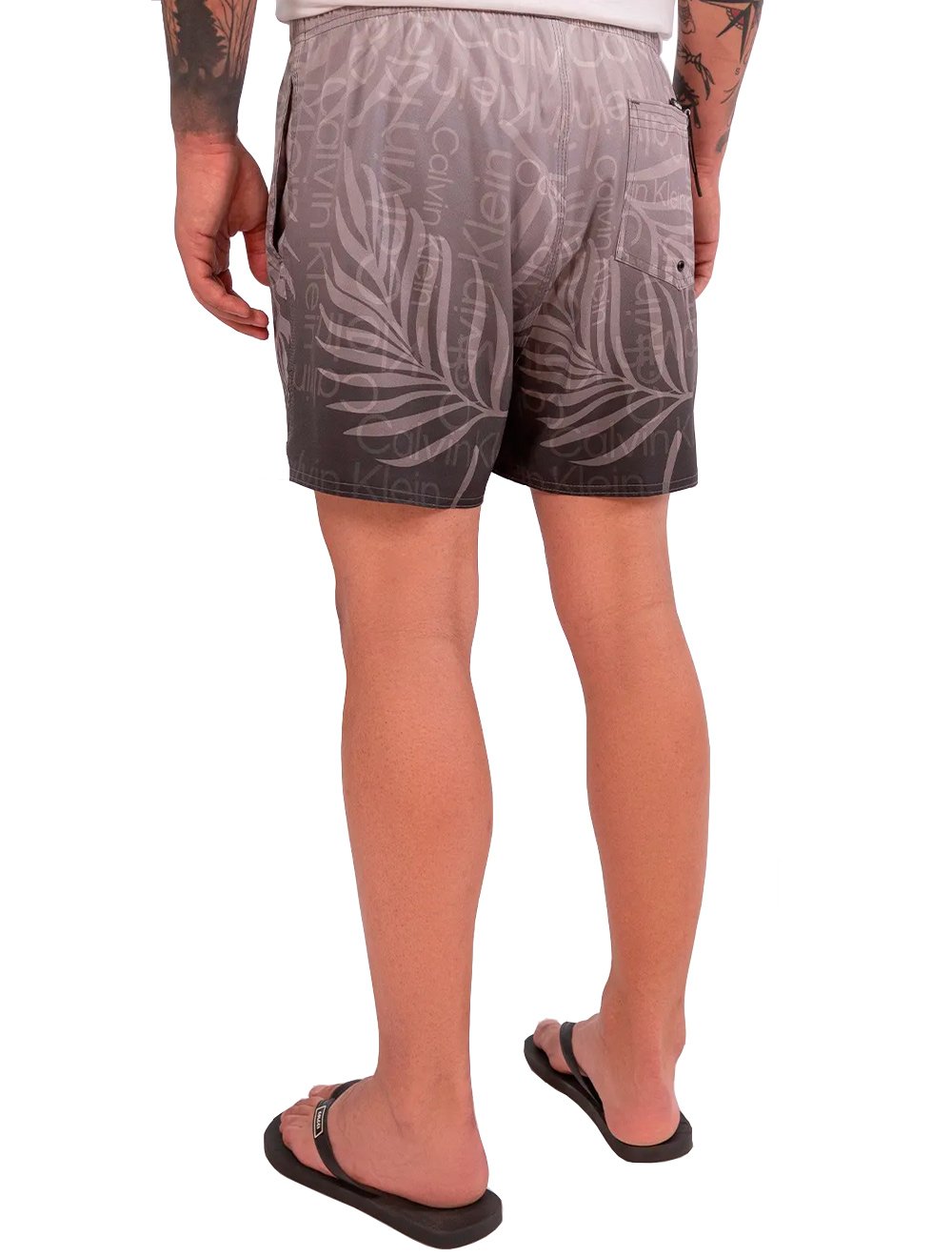 Short Calvin Klein Swimwear Masculino D'Água Logo Degradê Cáqui