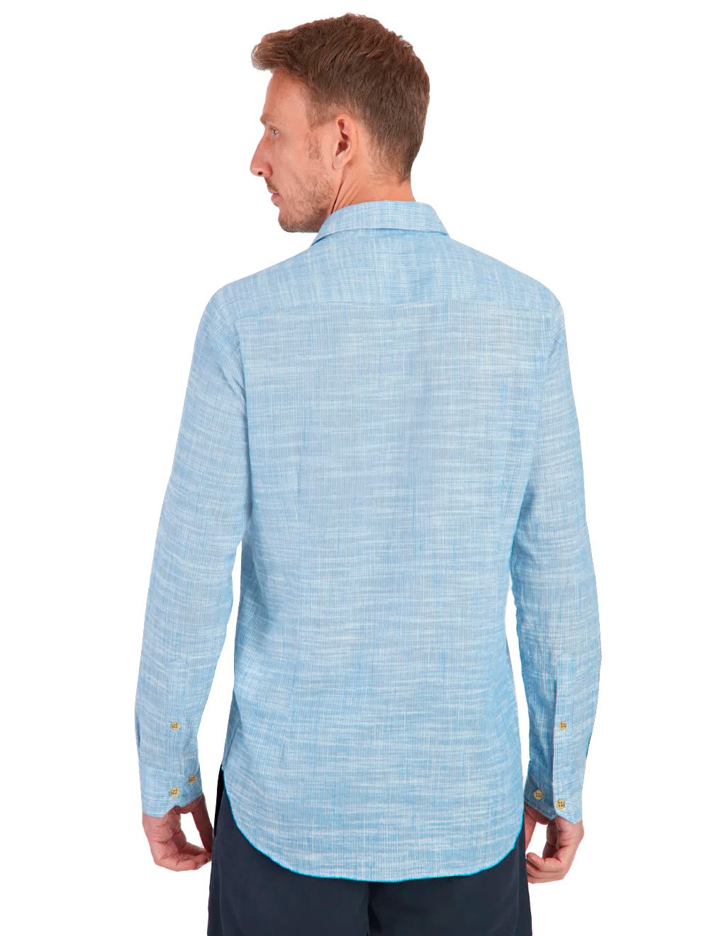 Camisa Aramis Masculina Regular Flame Lisa Azul Claro Mescla