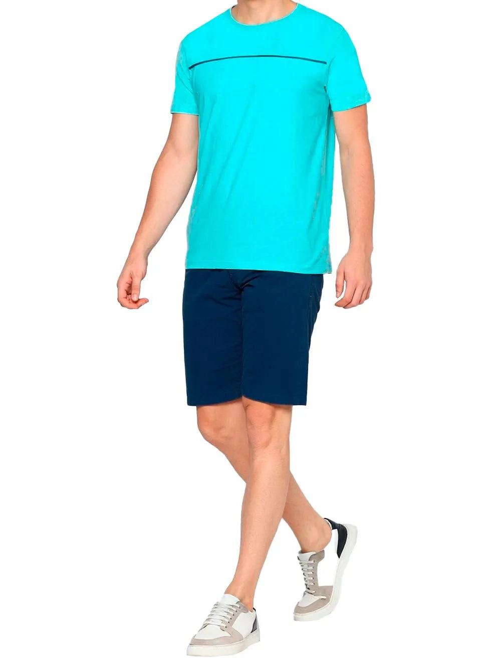 Bermuda Calvin Klein Jeans Masculina Sarja Chino Pockets Label Azul Escuro