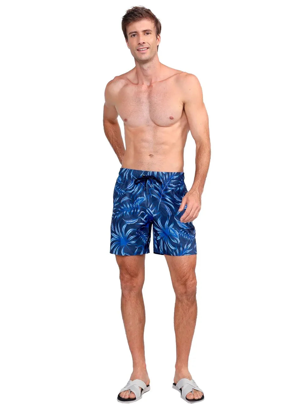 Short Dudalina Masculino D'Água Floral Azul Escuro